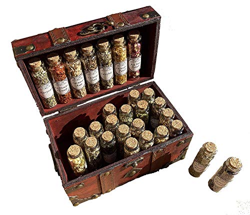 Witchcraft Kit Glass Bottles Herbs Travel Wiccan Altar Kit