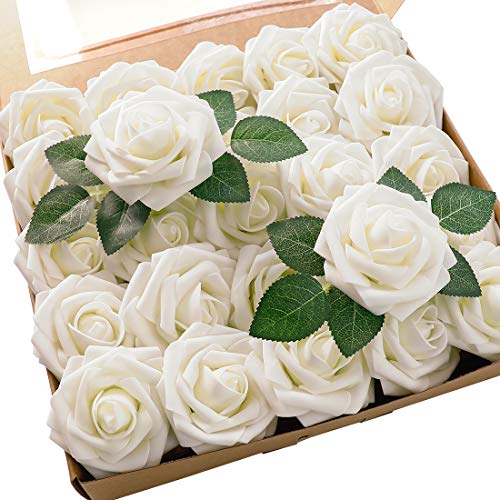 Real Looking Ivory Foam Fake Roses - DIY Wedding Bouquets