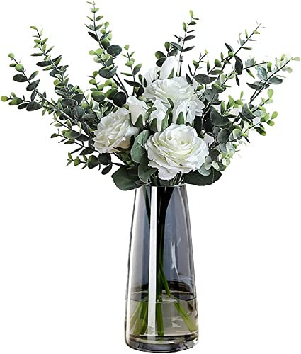 Elegant Crystal Grey Glass Vase for Home Office Decor