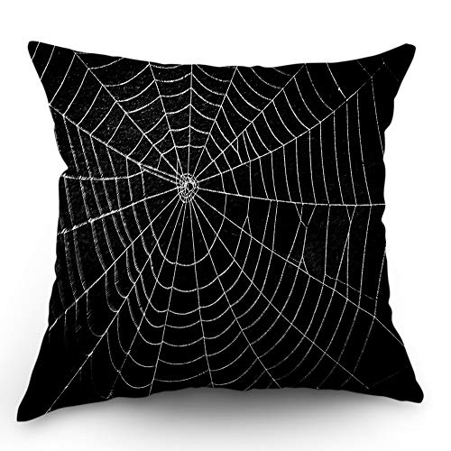 Halloween Spider Web and Bat Pillow Cover