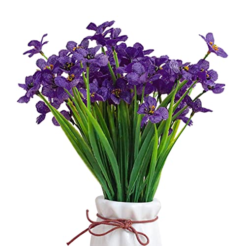 Artificial Violet Flowers - UV Resistant Faux Bouquet Decor