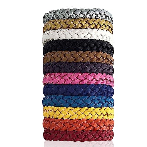 Stylish Leather Mosquito Repellent Bracelets - 12 Pack