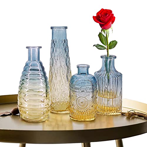 Baroque Bud Glass Vases Set of 4