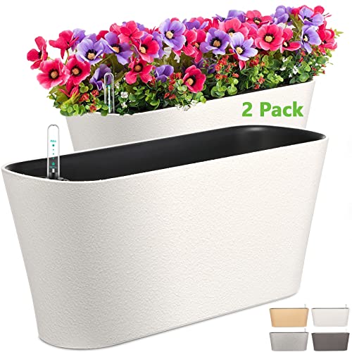 Rectangular Self Watering Planters Window Box 2 Pack