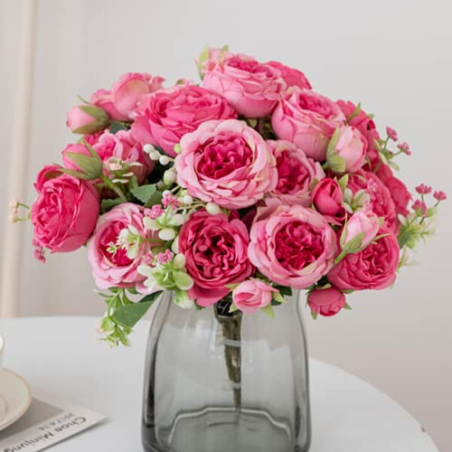 ASTRYAS Pink Artificial Peony Flower Silk Arrangements