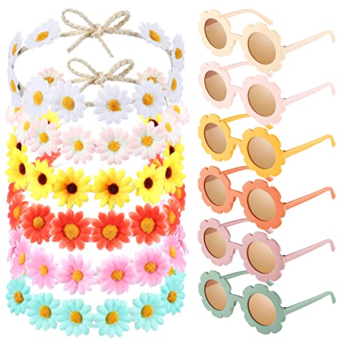 Groovy Retro Flower Sunglasses Headbands Party Favors