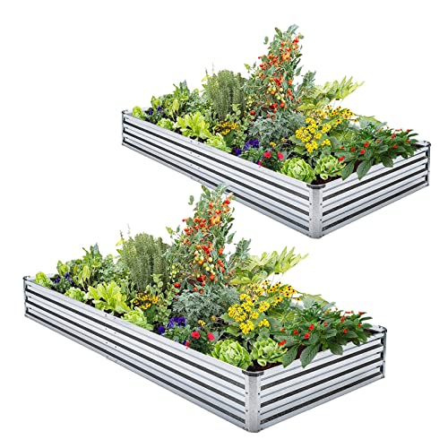 Veezyo Galvanized Raised Garden Bed Kit - Metal Planter