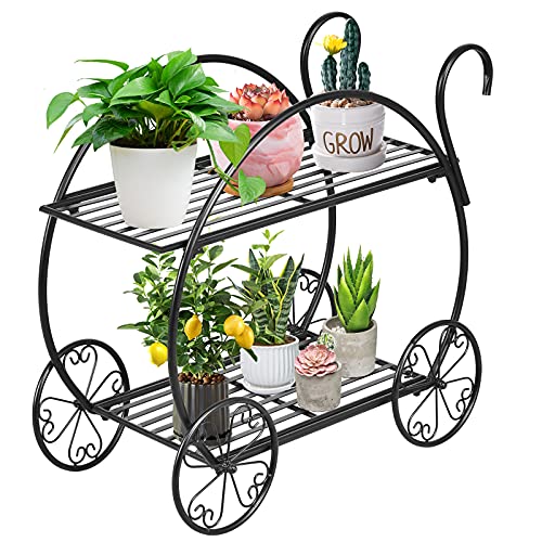 Safstar Metal Plant Stand - Elegant and Durable Garden Cart Shelf
