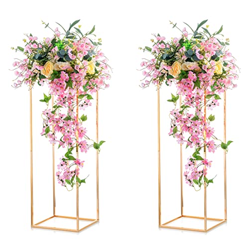 NUPTIO Metal Flower Floor Vase Column Flower Stand