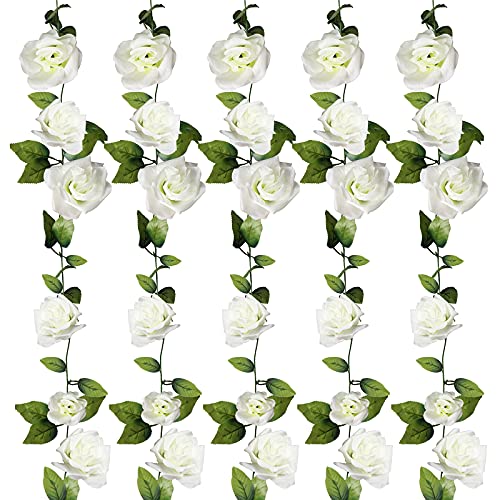 FloraSea 5 Pack Fake Rose Garland