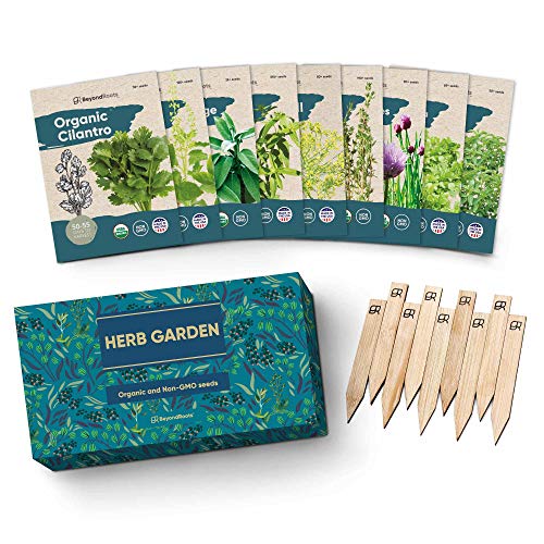 Organic Herb Garden Seed Pack with Plant Markers & Gift Box