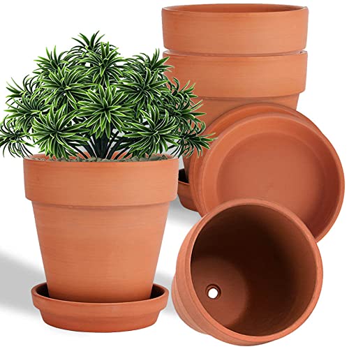 vensovo 6 Inch Clay Pot for Plant with Saucer