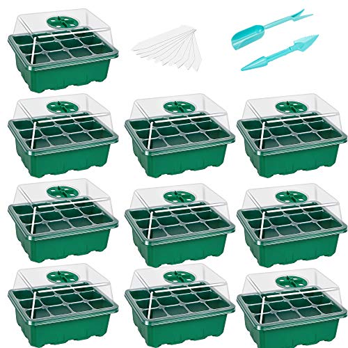 Bonviee Seed Starter Tray - 10 Packs with Humidity Adjustable Dome