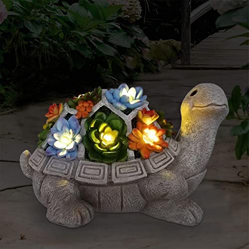 Nacome Solar Garden Turtle with Succulent Lights