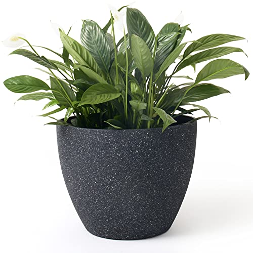 La Jolie Muse Flower Pots - Modern Planter Pot, Speckled-Black