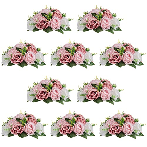 NUPTIO Artificial Flower Centrepieces - Silk Faux Roses