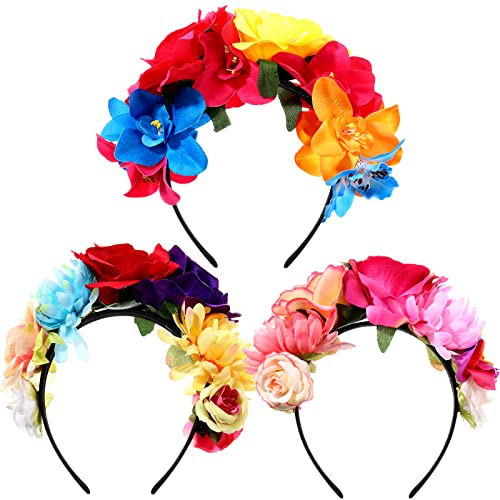 WILLBOND Mexican Rose Flower Crown Headband