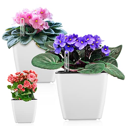 White Self Watering Planters