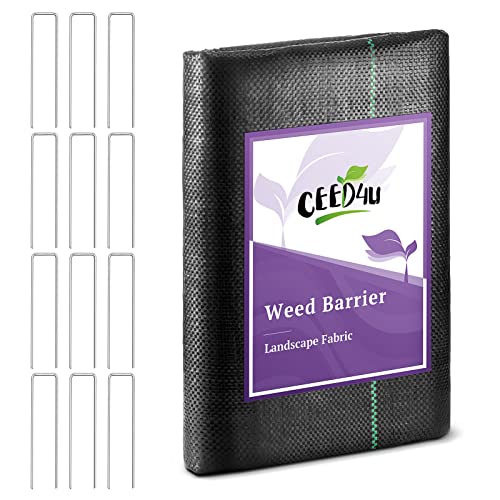 CEED4U Weed Barrier Landscape Fabric with Garden Stakes