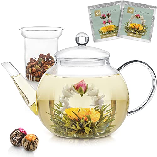 Teabloom Glass Teapot with Removable Loose Tea Glass Infuser