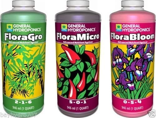 GH Flora Series Hydroponics Nutrient Trio, 32oz Quarts, 1 Set of 3