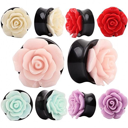IPINK Rose Flower Ear Expander Tunnel Body Piercing Jewelry