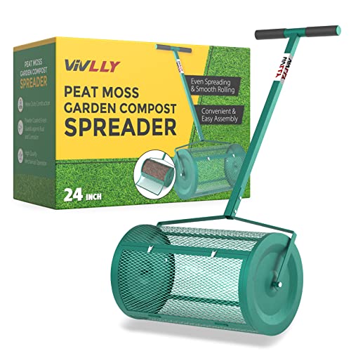 Peat Moss Spreader - 24" Peat Moss Roller for Green Grass, Garden & Lawn Care