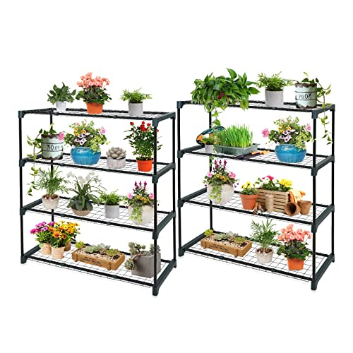 EAGLE PEAK Greenhouse Shelving Staging 4 Tier, Outdoor/Indoor Plant Shelves, Green