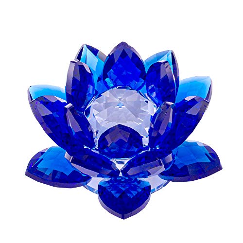Amlong Crystal Blue Lotus Flower Feng Shui Home Decor