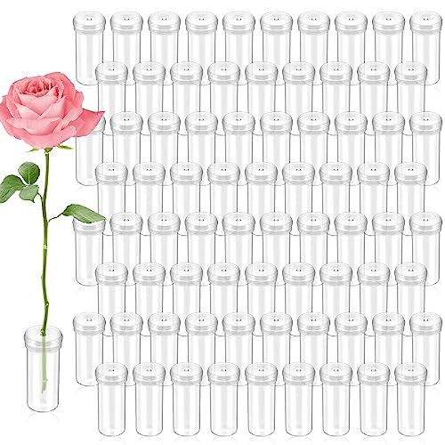Faxco 100 Pack Plastic Flower Vials with Caps