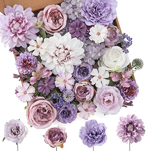 Purple Silk Flower Combo for DIY Wedding Bouquets and Home Decor