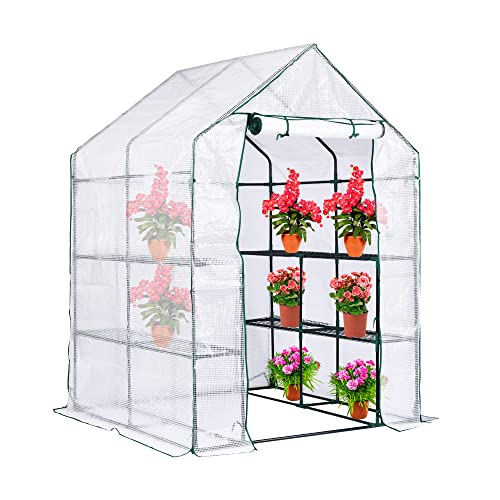 DECOHS Walk-in Greenhouse Replacement Cover with Roll-Up Zipper Door