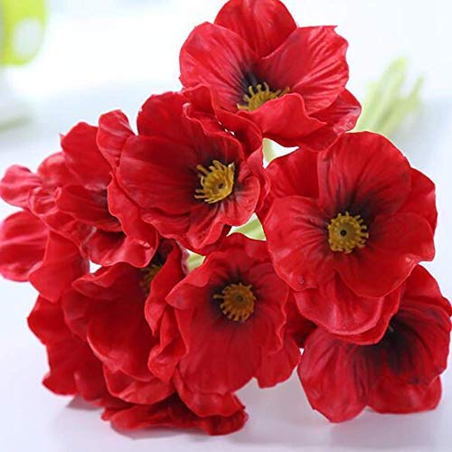 Red Poppies Artificial Flowers for Indoor Outdoor Wedding Home