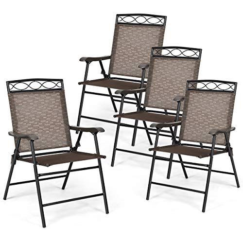 Giantex 4-Pack Patio Folding Dining Chairs: Portable and Comfortable