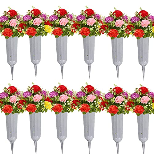 TAQ Cemetery Vases with Spikes - 12 Pcs Grave Decorations