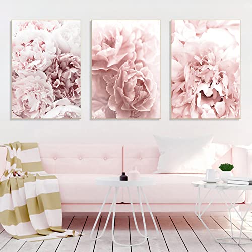 Pink Flower Paintings Canvas Wall Art