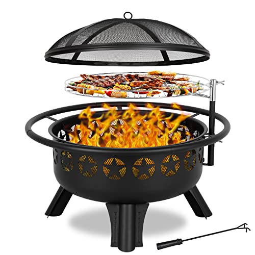 Hykolity 2 in 1 Fire Pit with Grill