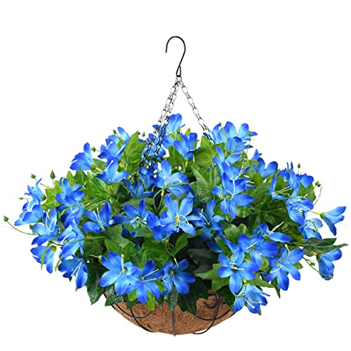 Blue Artificial Orchid Hanging Basket