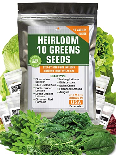 Lettuce and Greens Seeds Variety Pack for Outdoor and Indoor Gardening
