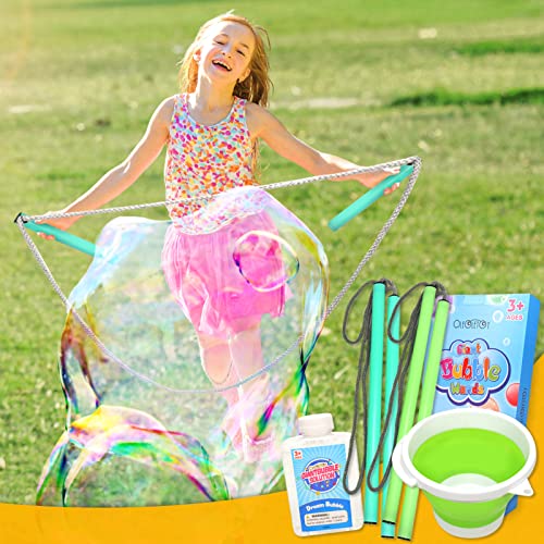 Giant Bubble Wands Kit with Collapsible Bucket