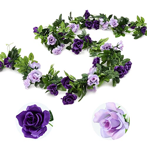 Veryhome Artificial Purple Rose Flower Garland