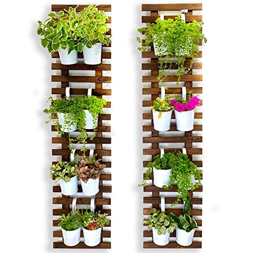 2 Pack Wooden Wall Planters for Indoor Outdoor Plants