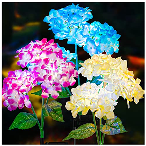 TONULAX Solar Flower Lights - Colorful Hydrangea Lights for Yard Decor