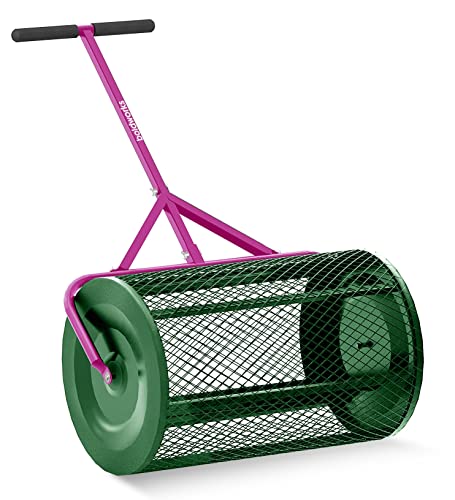 Lawn & Garden Compost Spreader with Anti Rust Metal Roller