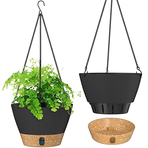 ZMTECH 10 Inch Hanging Planters with Water Level Tray
