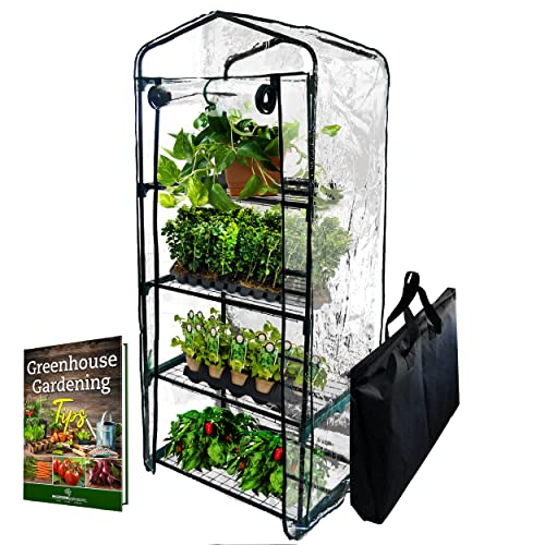 BACKYARD EXPRESSIONS 4-Tier Mini Greenhouse Growing Rack