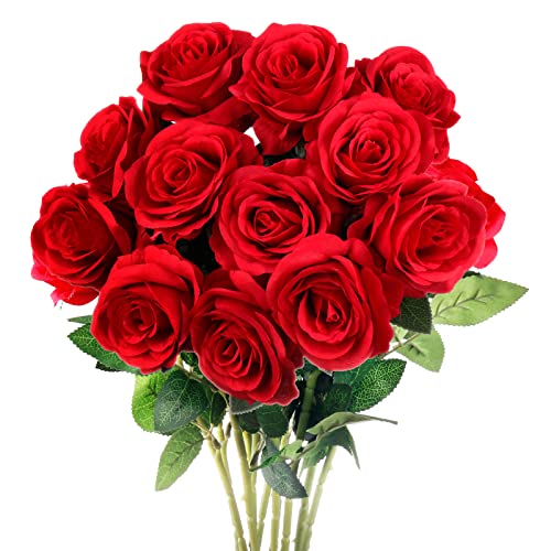 Mocoosy Red Roses Artificial Silk Flowers
