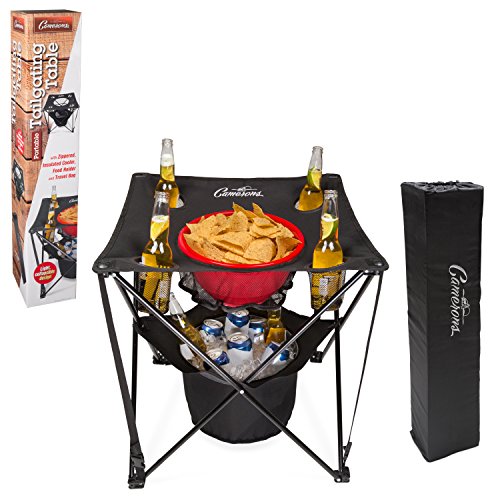 Portable Tailgating Table with Cooler and Food Basket