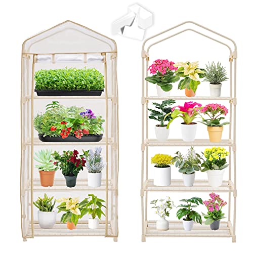 Purlyu 4-Tier Greenhouse with Zippered Cover