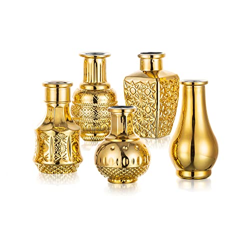 Glasseam Gold Flower Vase Set of 5